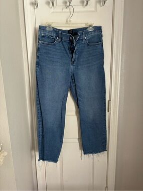 J. Crew Stovepipe Raw-Hem Mid Blue Jeans